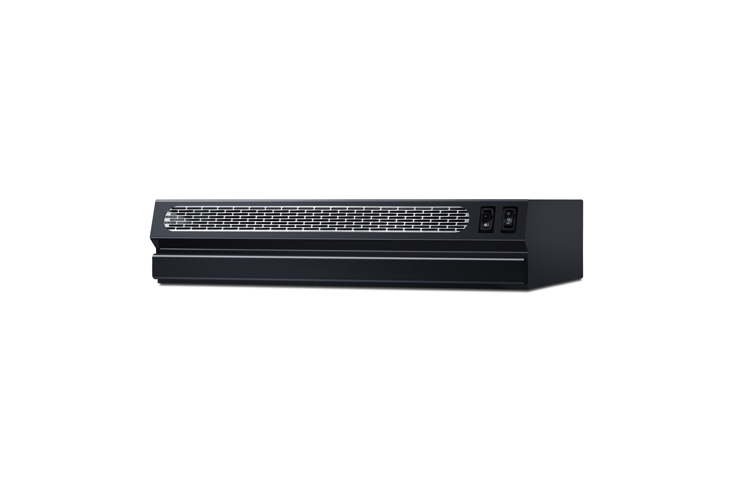 18 inch wide under cabinet retractable range hood for ductless use in black, made in the USA